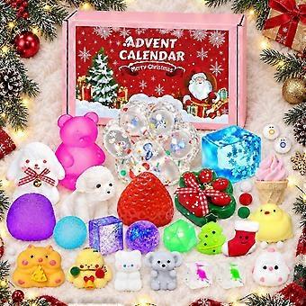 Christmas Maltose Fidget Kit, Flexible Deformable Squishy Toys, Rich Festive Motifs, Stocking Filler Box With 24Pcs For Boys Girls JCX04