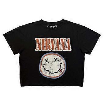 Nirvana Womens/Ladies Distressed Logo Crop T-Shirt