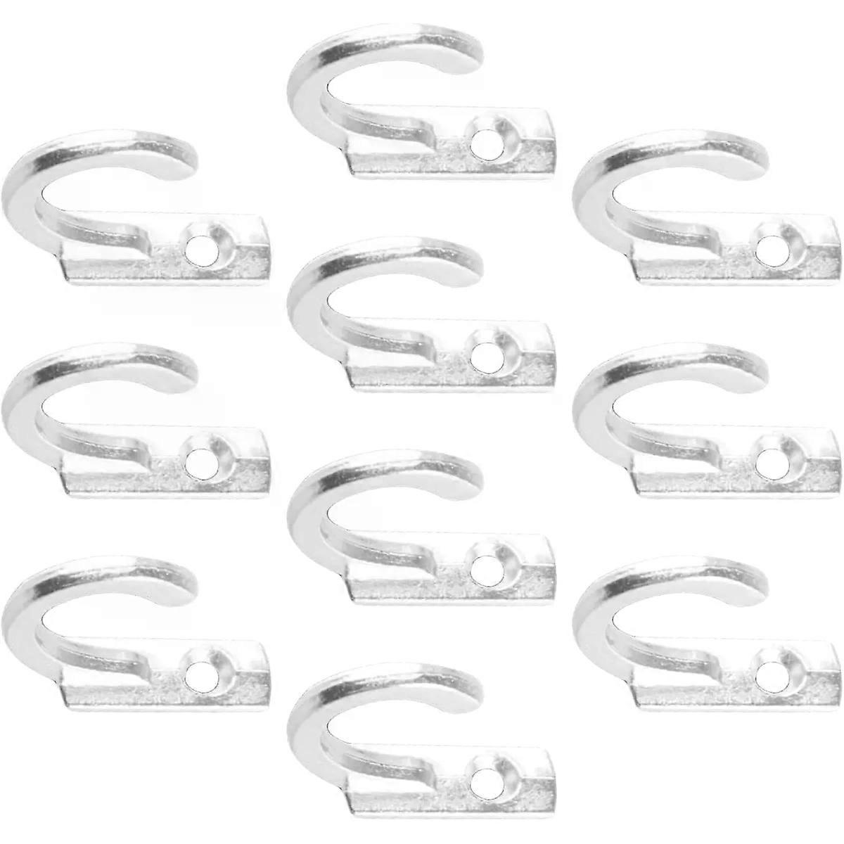 Mini Wall Mounted Single Prong Hook 10pcs Silver Zinc Alloy