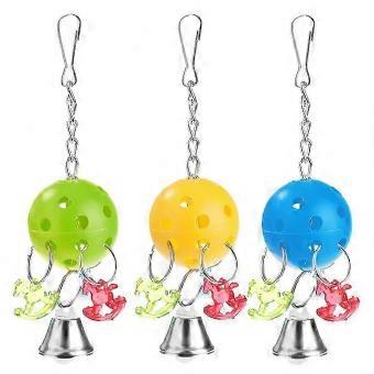 Bird Cage Play and Decoration: 3 Pcs Acrylic Ball Swing Bell Chew Toys for Parrots