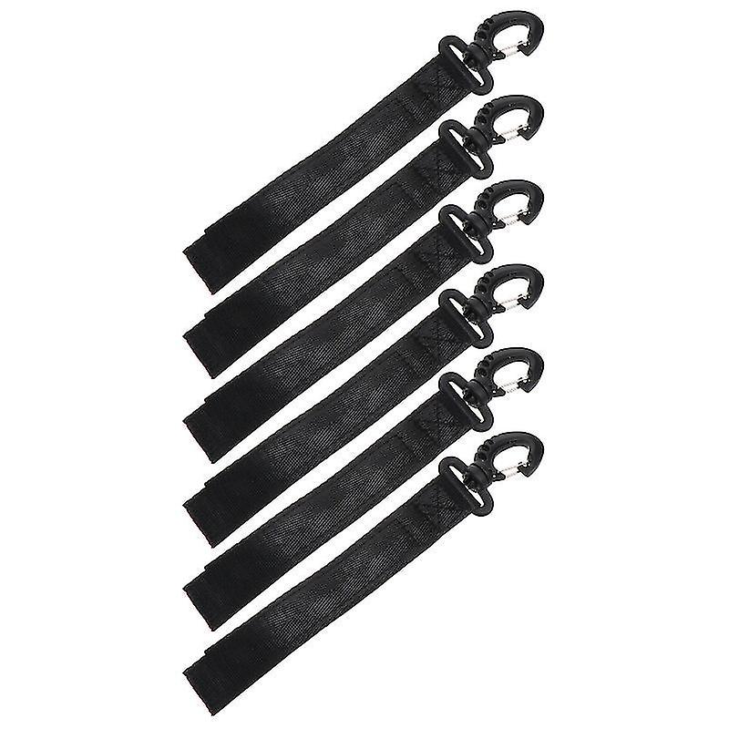 22X2.5cmブラックユーティリティフック6pcsナイロンカヤックパドルタイリーシュ安全ストラップストラップフックアクセサリー
