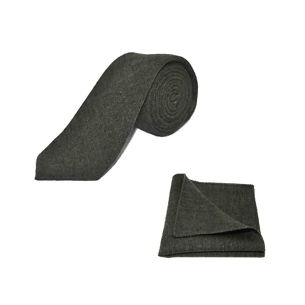Highland Weave Forest Green Tie & Pocket Square Set