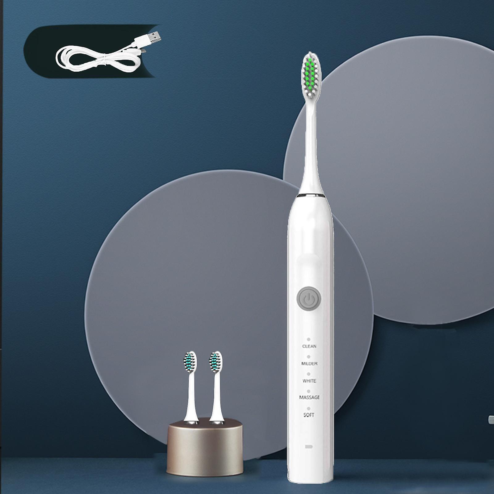Electric Toothbrush With 3 Replacement Brushes Ipx7 Waterproof Toothbrush