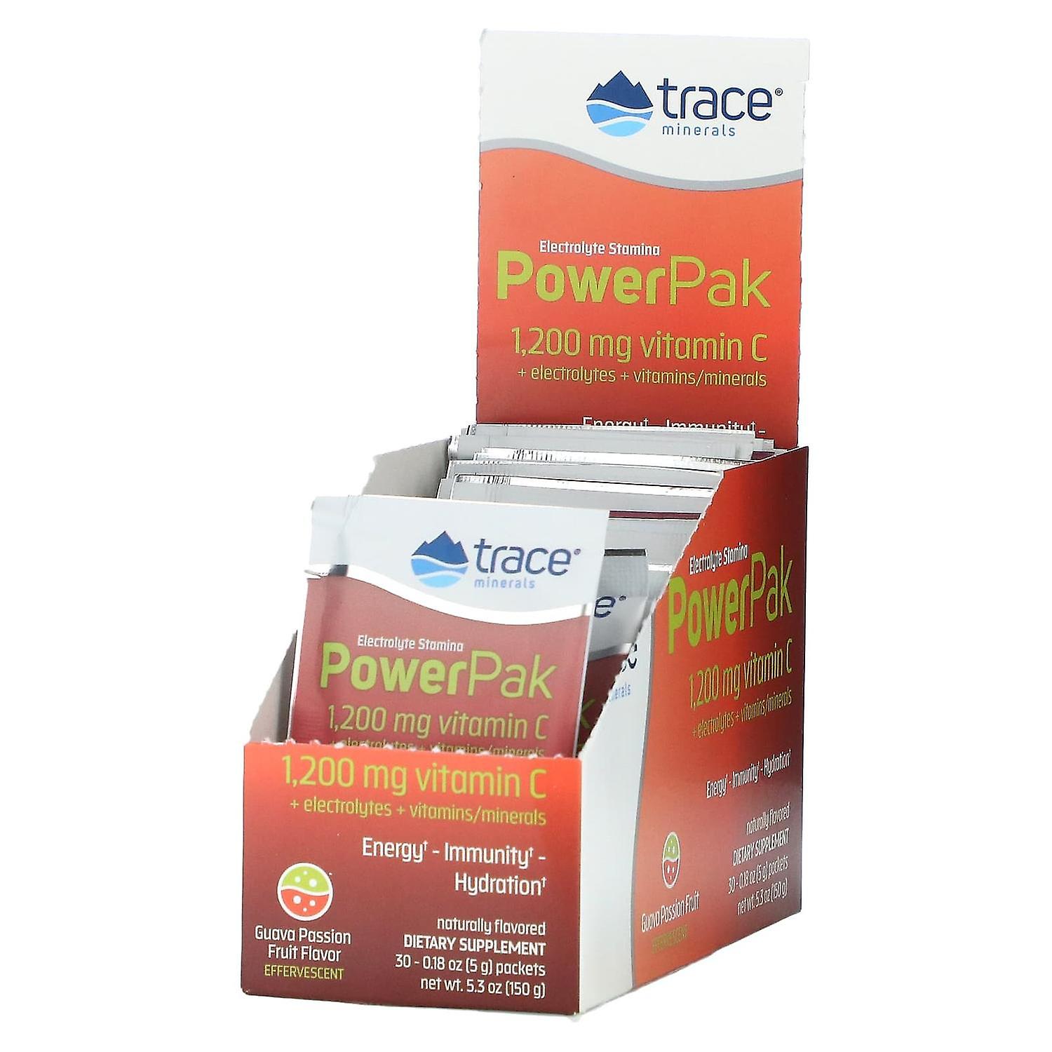 Trace Minerals ®, Electrolyte Stamina PowerPak, Guava Passion Fruit, 30 Packets, 0.18 oz (5 g) Each