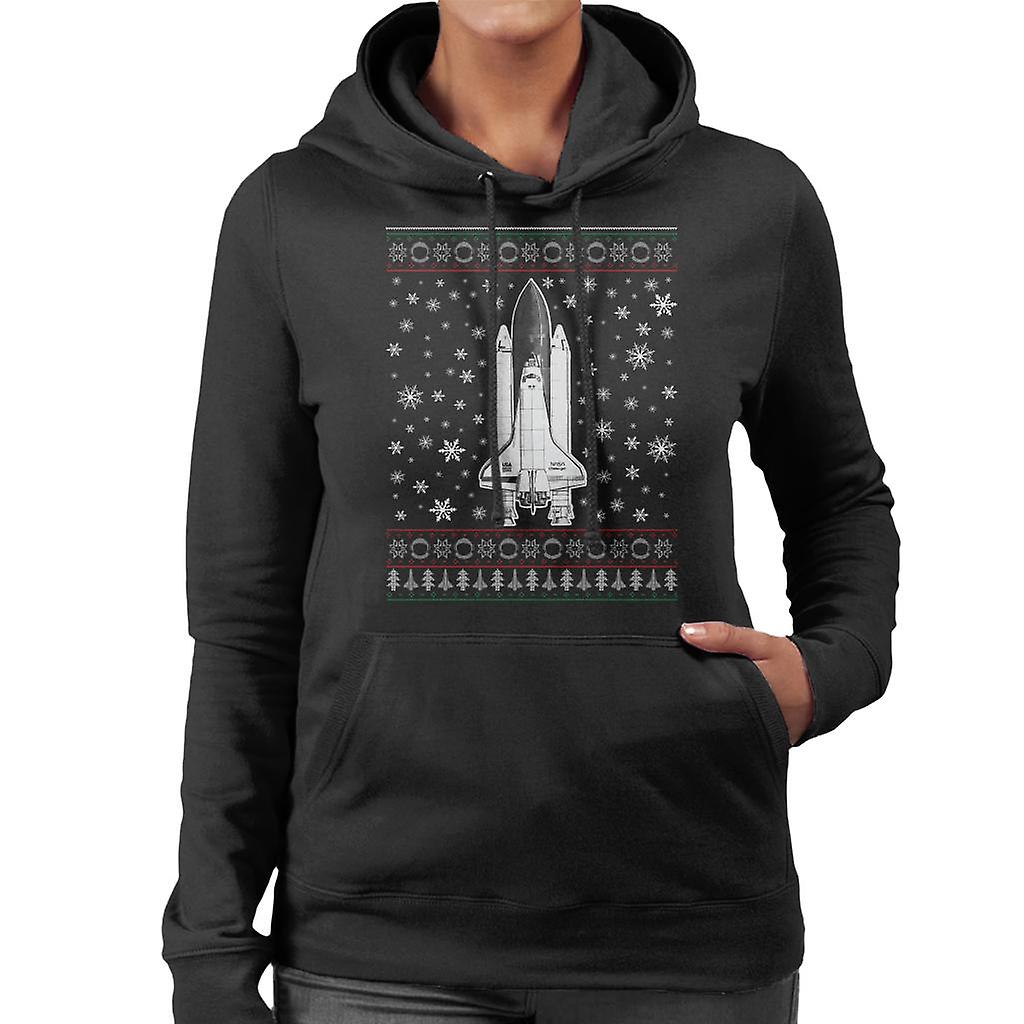NASA Challenger Shuttle Christmas Knit Pattern Women's Hooded Sweatshirt