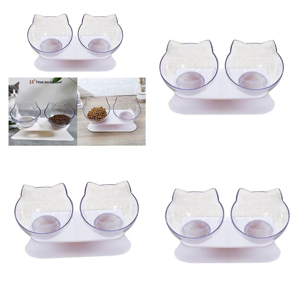 3 Pcs Round Kitten Kitty Dog Raised Bowls Pet Raised Feeder Double Bowls