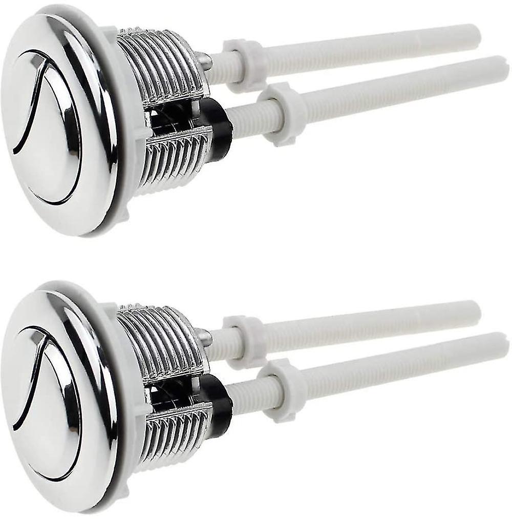 2 Pieces Toilet Push Buttons Dual Flush Knob 38mm Standard Chrome Silver Plated Wc Cistern Knobs