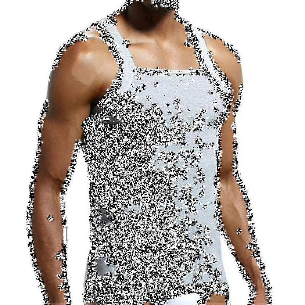 Lu's Chic Women's Cheetah Print Tank Top - Sleeveless Loose Tunic Tee For Summer, White, Size Medium