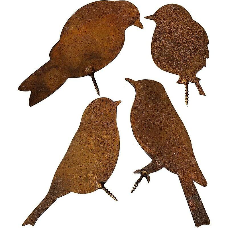 4pcs Birds for Tree - Metal Garden Decoration - Natural Rust Patina ,
