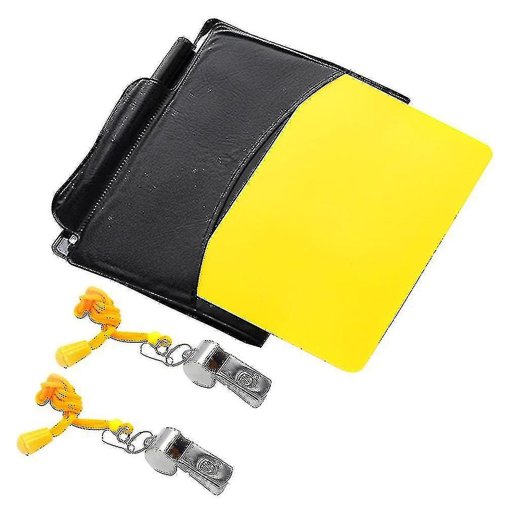 Referee Card Set Red Card Yellow Card And Two Metal Referee Whistles Whistle For Football Soccer