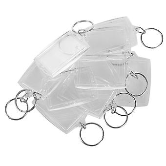 10pcs Transparent Blank Insert Photo Frame Key Ring Split