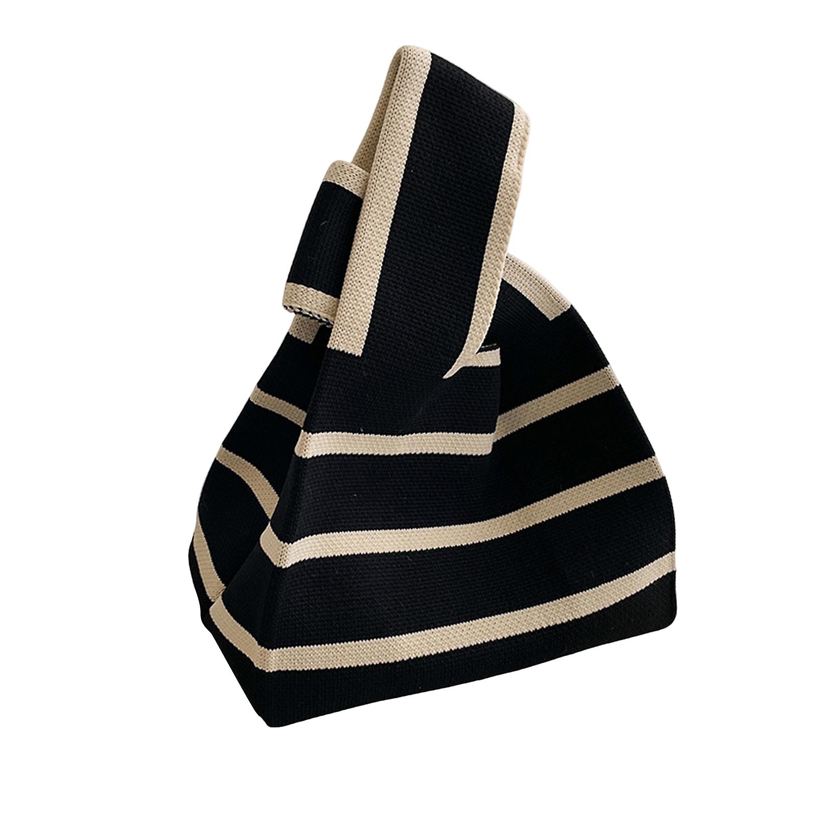 Women's Contrasting Striped Handbag Minimalist Vest Type Knitted Bag