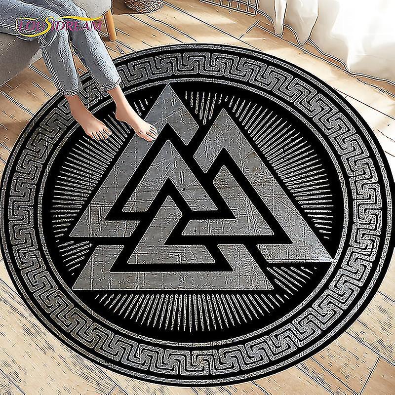 Viking Valknut Yggdrasil Livets træ Tæppe Runde tæpper Tæpper til stuen Soveværelse Fodpude Dekoration Skridsikker Gulvmåtte