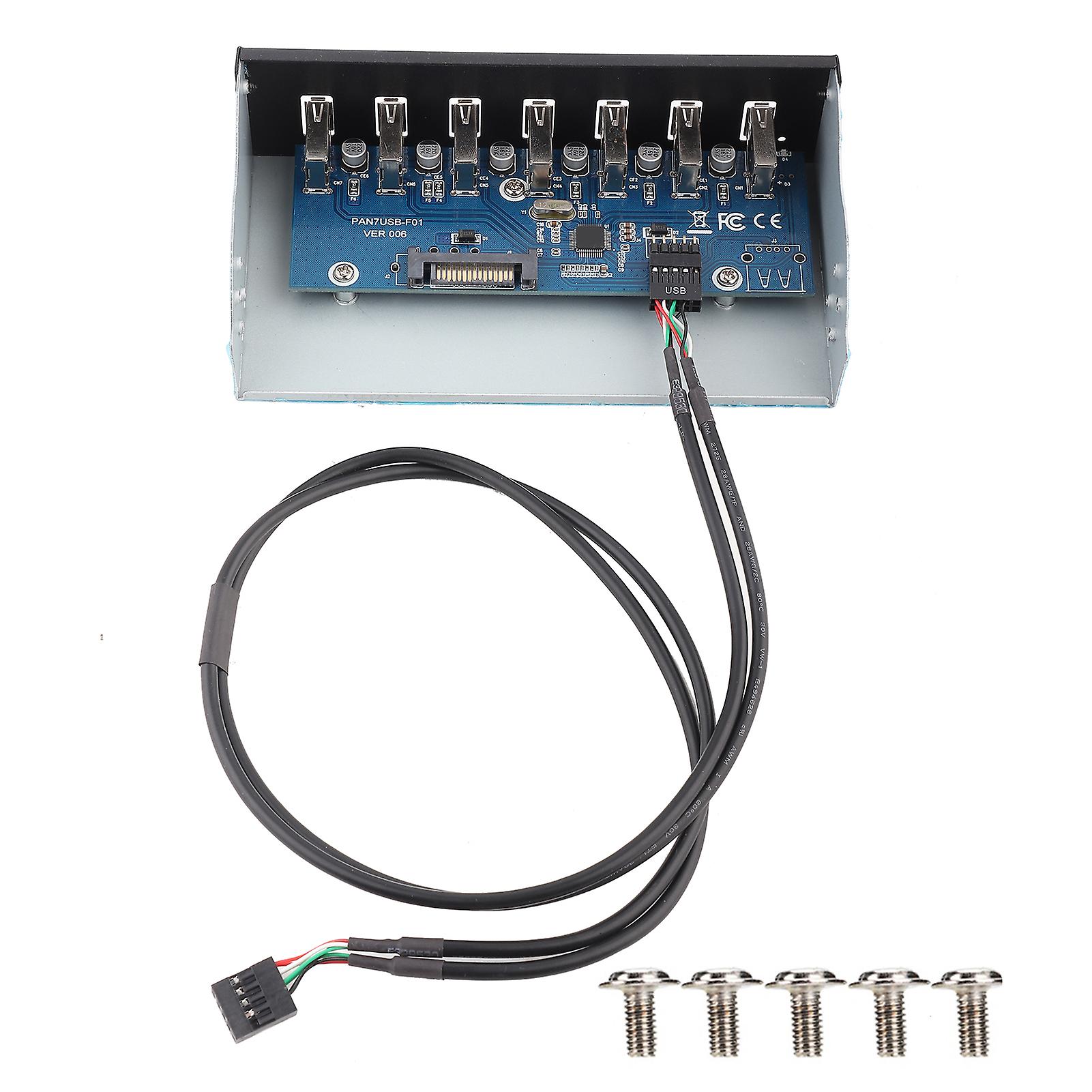 USB-Hub-Box-Panel mit 7 Anschlüssen USB2.0 verlustfreie Datenübertragung USB-Hub-Laufwerks-Panel