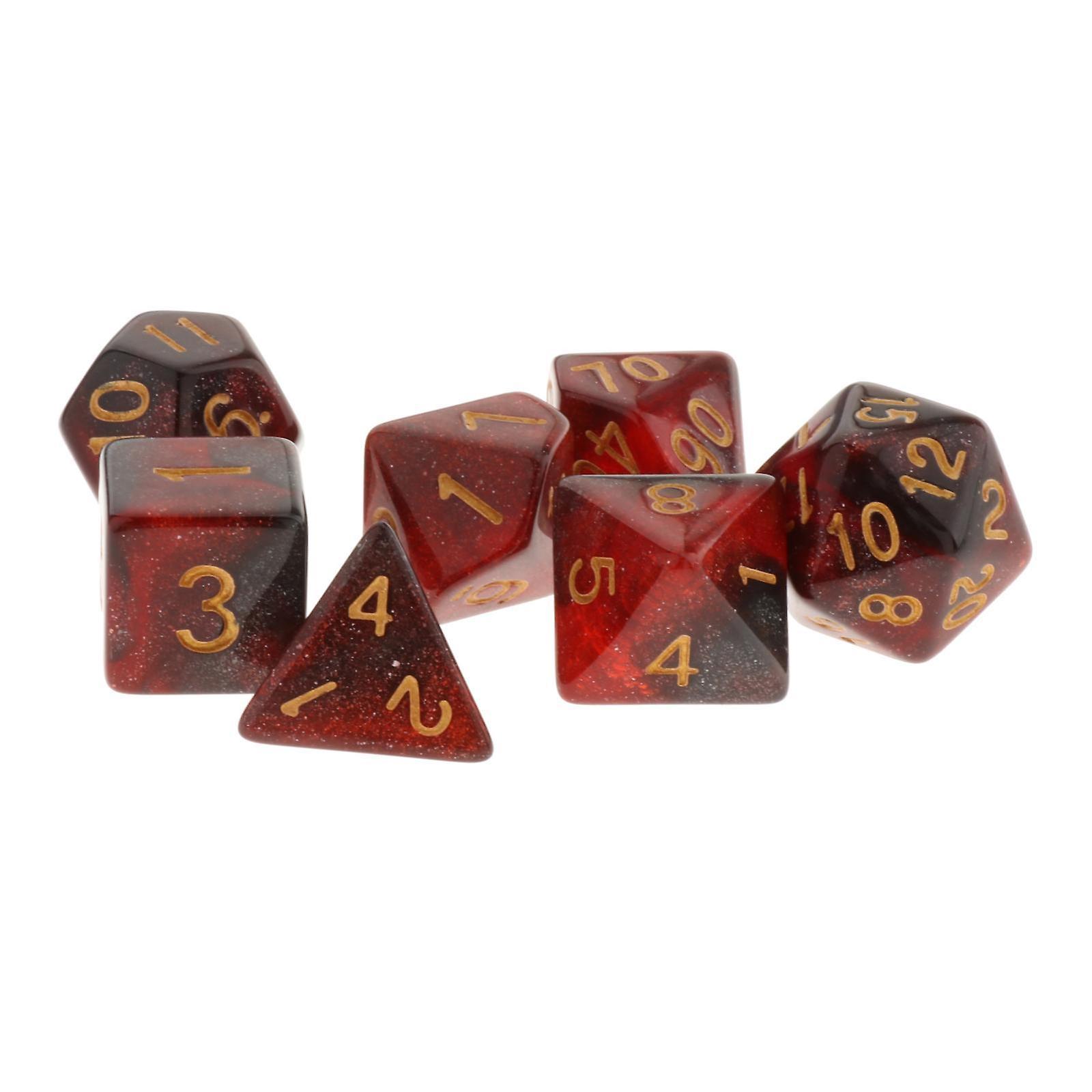 7Pcs/set Multi Side Numeral Dice for DND RPG Role Play Casino Toys Props Red Black