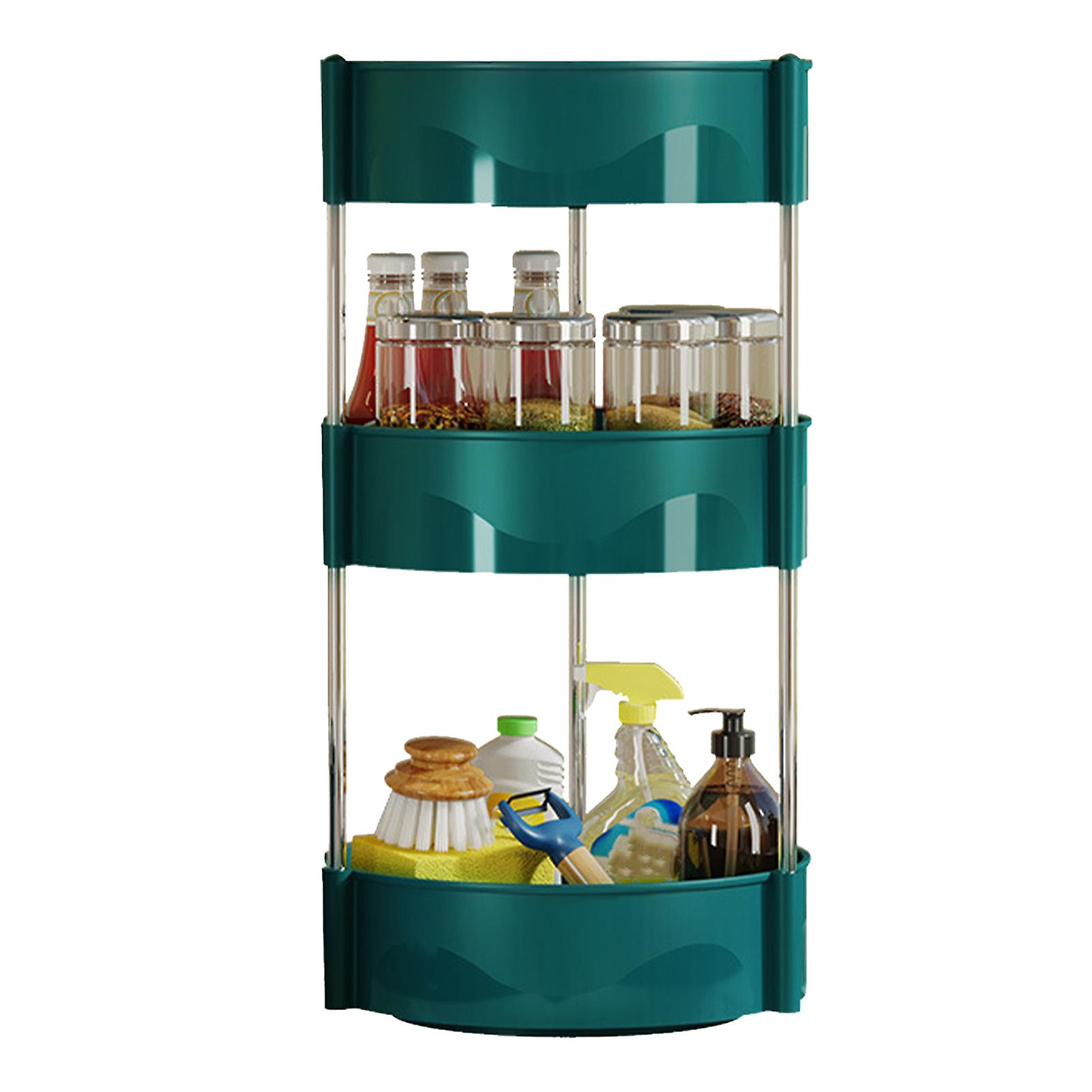 3-Tier Spice Carousel - Green Kitchen Organizer for Cooking Essentials