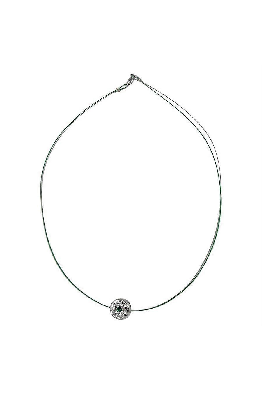 Necklace Rhinestones Round Green 42cm - Gl07010