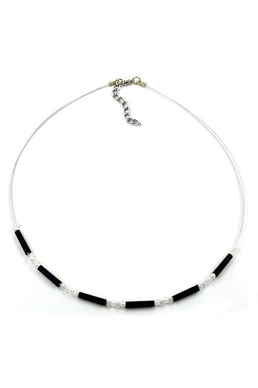 Necklace Beads Black Pearly White - Gl01419