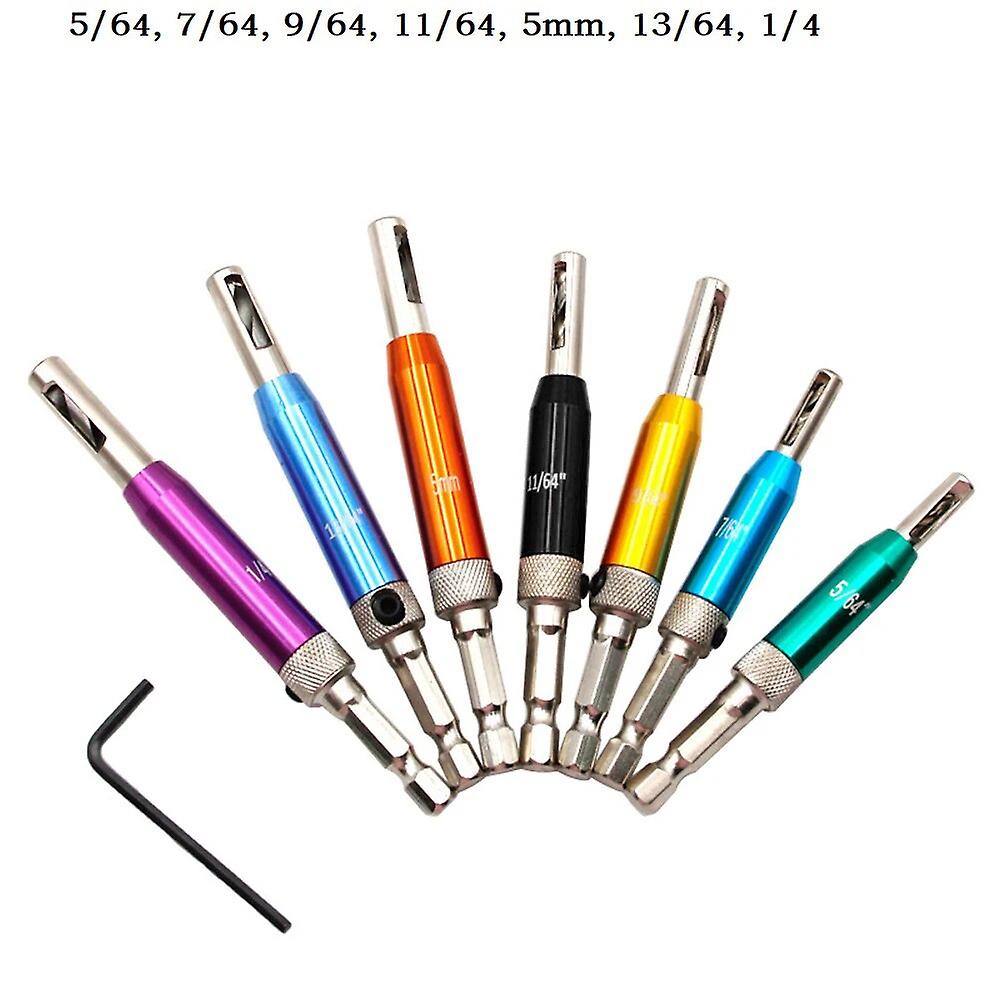 7pcs Self Centering Drill Bits for Door Hinges Cabinet Hinge Hole Cutting Center Drill Opening Tools~13749