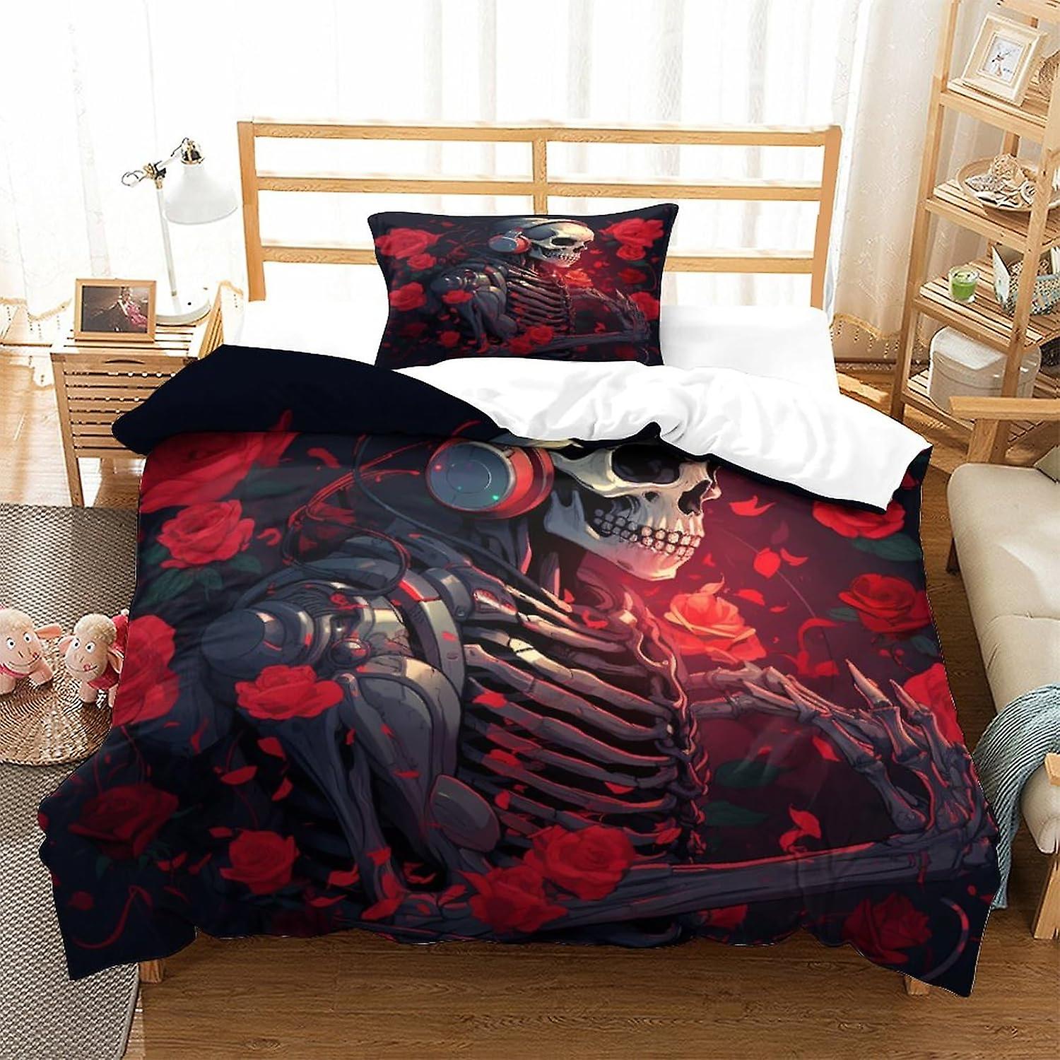 PGtaa Human Skeleton Bedding Sets Duvet Cover Game Controller Bed Set Collction for Teens Girls Boys Without Comforter Sheet Single
