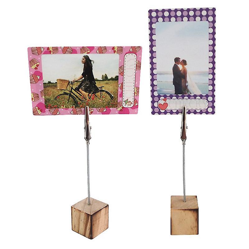10pcs Wooden Card Holders with Iron Wire Table Number Stands for Wedding Party