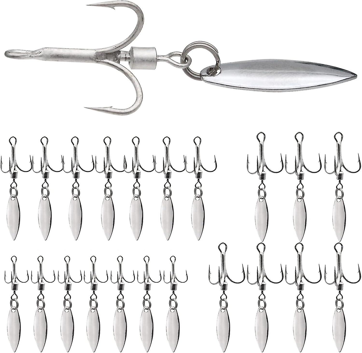 21Pcs Treble Hooks Set - Bladed Hybrid Treble Hook with Willow Leaf Replacement Blade (Silver Sequin)