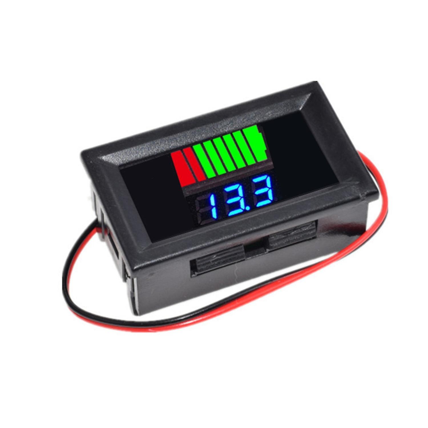 Battery Capacity Meter 12V-60V LED Digital Display Low Power Warning 8-Stage Power Resolution Batter