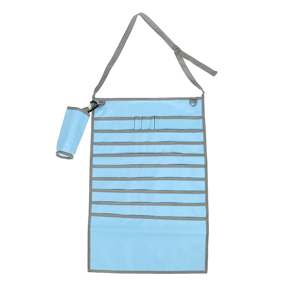 Multiple Pockets Adjustable Desk Side Hanging Storage Bag Organizer Textbook Pen Holder (Blue)