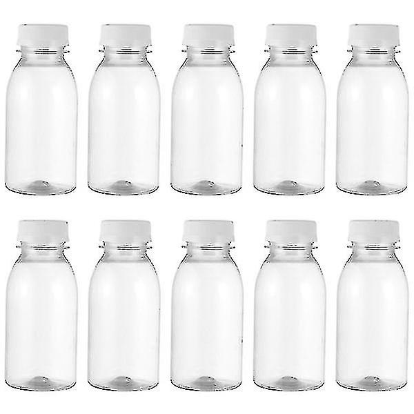 10pcs 200ml Transparent Plastic Milk Storage Bottles Beverage Drinking Bottles