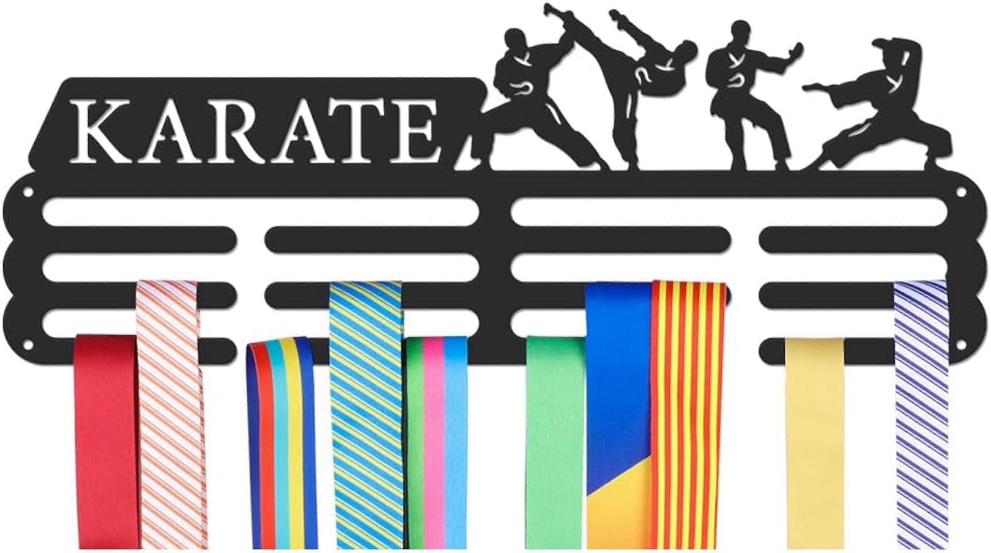Medals Hanger Display Holder Rack Karate Pattern Medals Display Wall Mounted Frame Medal Holder Hooks Ribbon Holder