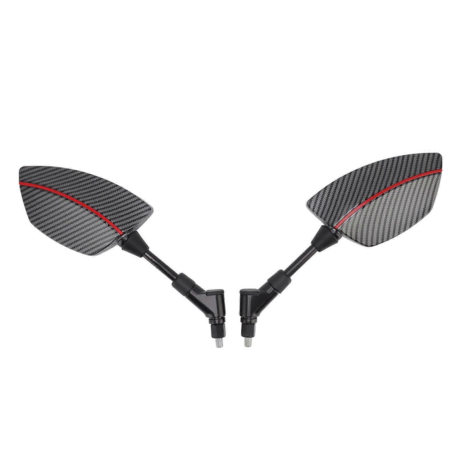Pair Motorcycle Rear View Mirror 360 Degree Rotation Convex Glass Universal for Scooters ATVs with 8mm Base Red E2U512
