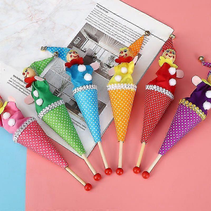 6pcs Smiling Clown Toy Doll Telescopic Hide Seek Play Stick Plush Doll Toyrandom Colors