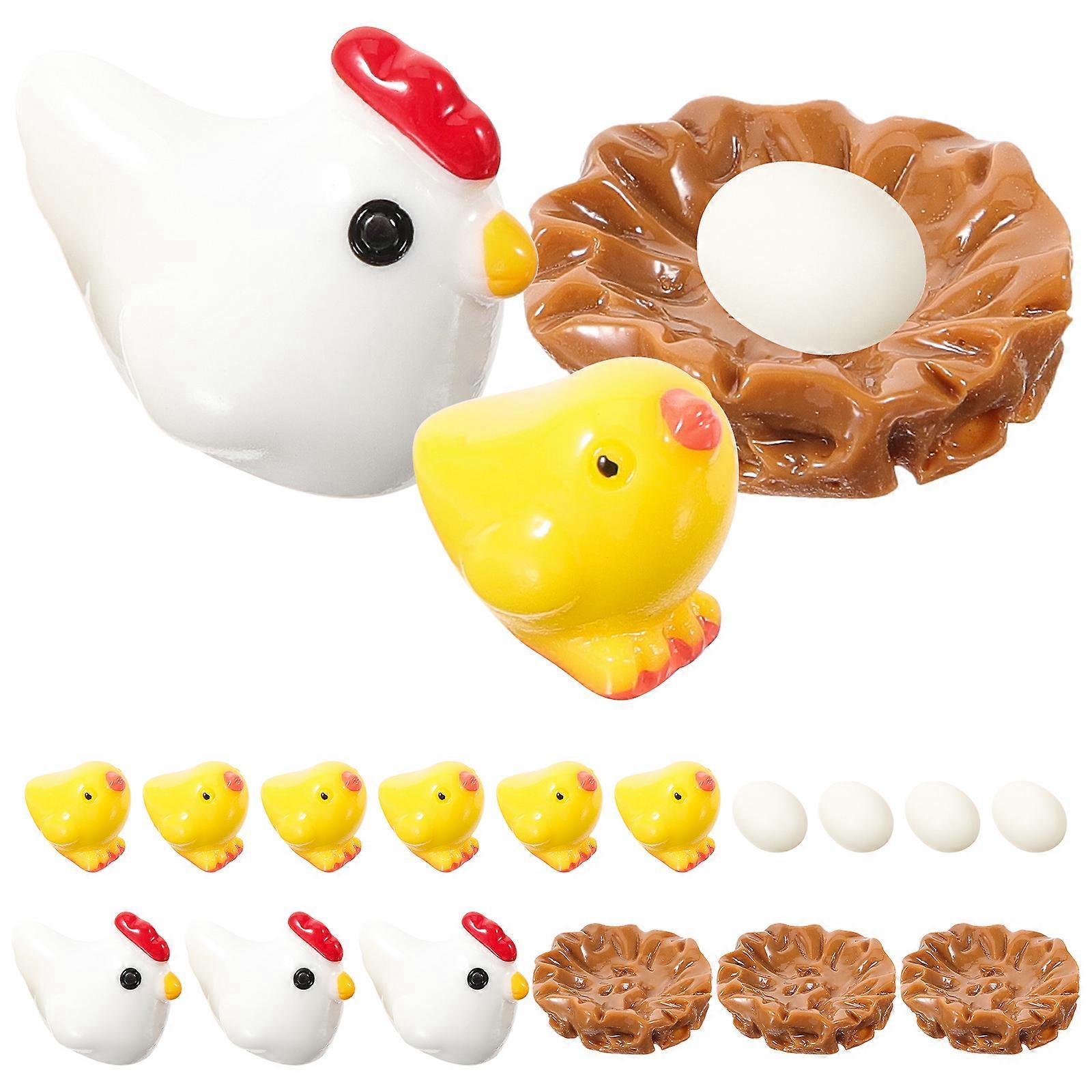 1 Set Mini Easter Chicken Egg Ornaments Garden Micro Landscaping Ornaments