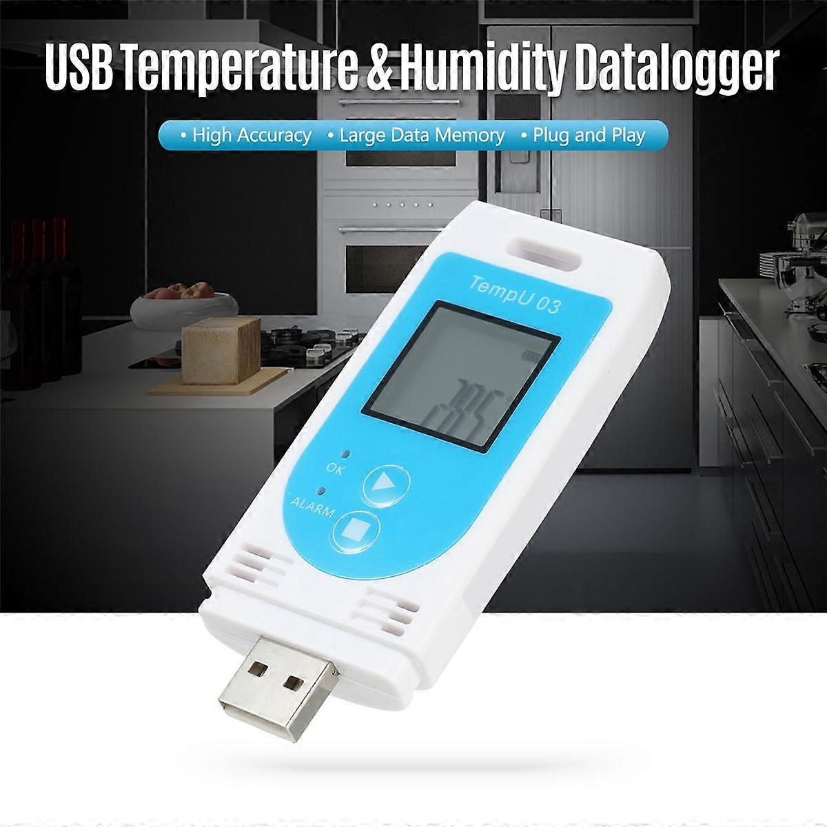Mini USB Temperature Humidity Data Logger - Records 80,000 Points With Heat Index & Dew Point