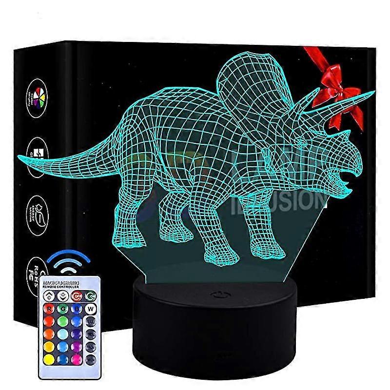 GYFDYM 3d Led Dinosaur Night Light 3 Model And 16 Color Changing Decor Lamp With Remote Control For Girls Boys