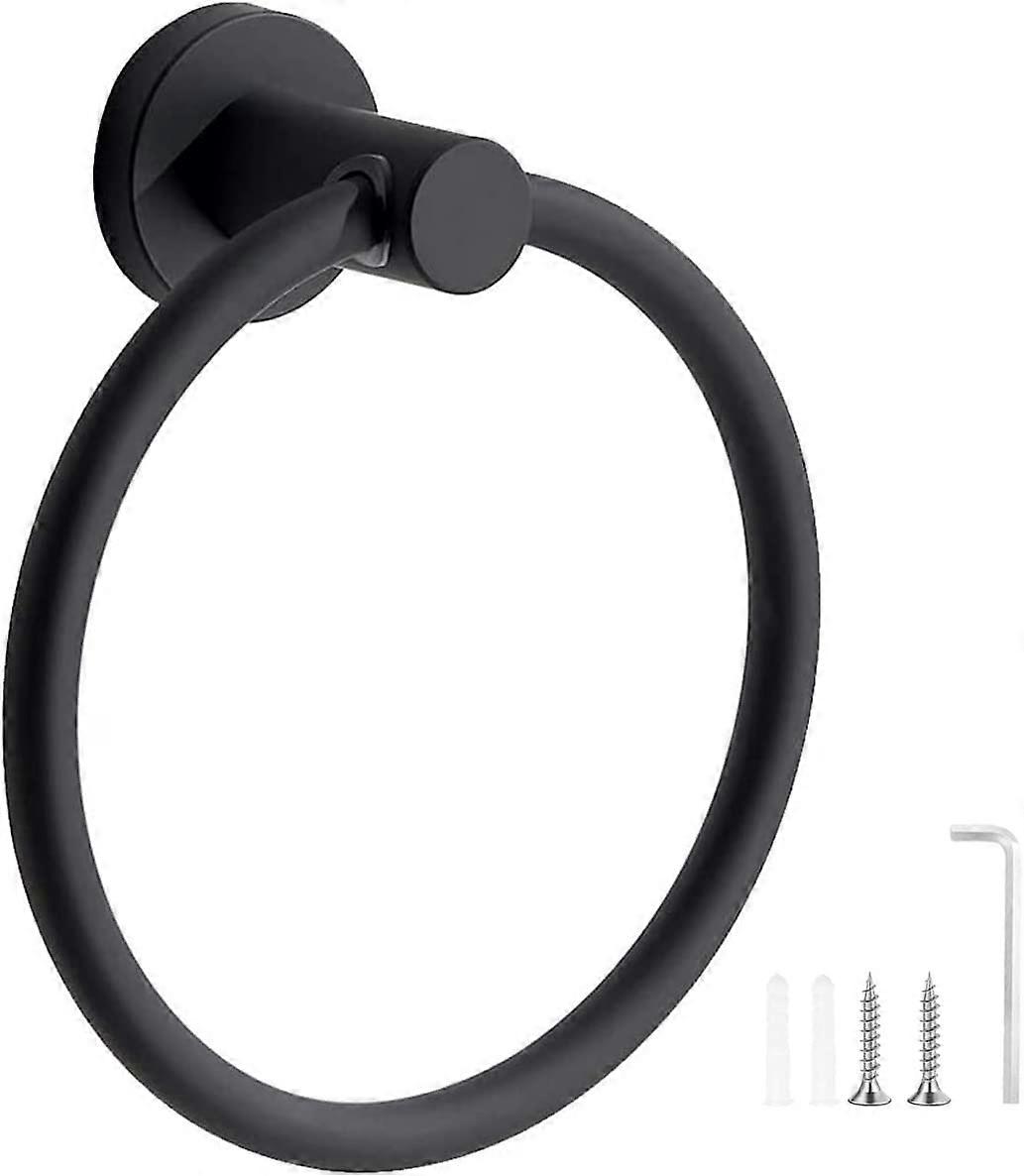 Porte-Serviettes, Anneau Porte Serviettes Givr Noir, Anneau Porte-Serviettes Mural en Acier Inoxydable 304, Porte Serviette Rond pour Salle de Bain, C