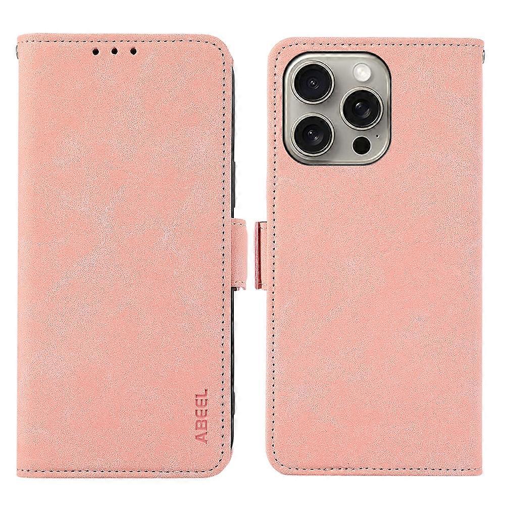 For iPhone 16 Pro Max ABEEL Frosted Magnetic RFID Leather Phone Case