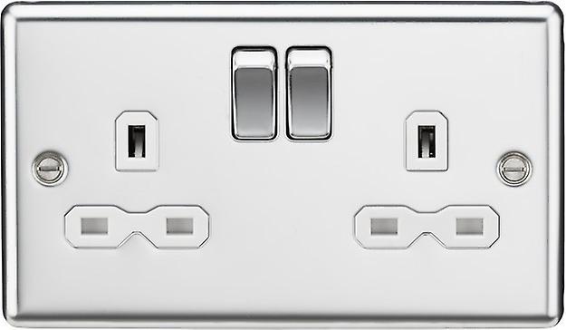Knightsbridge 13A 2G DP Switched Socket with White Insert - Rounded Edge Polished Chrome - CL9PCW