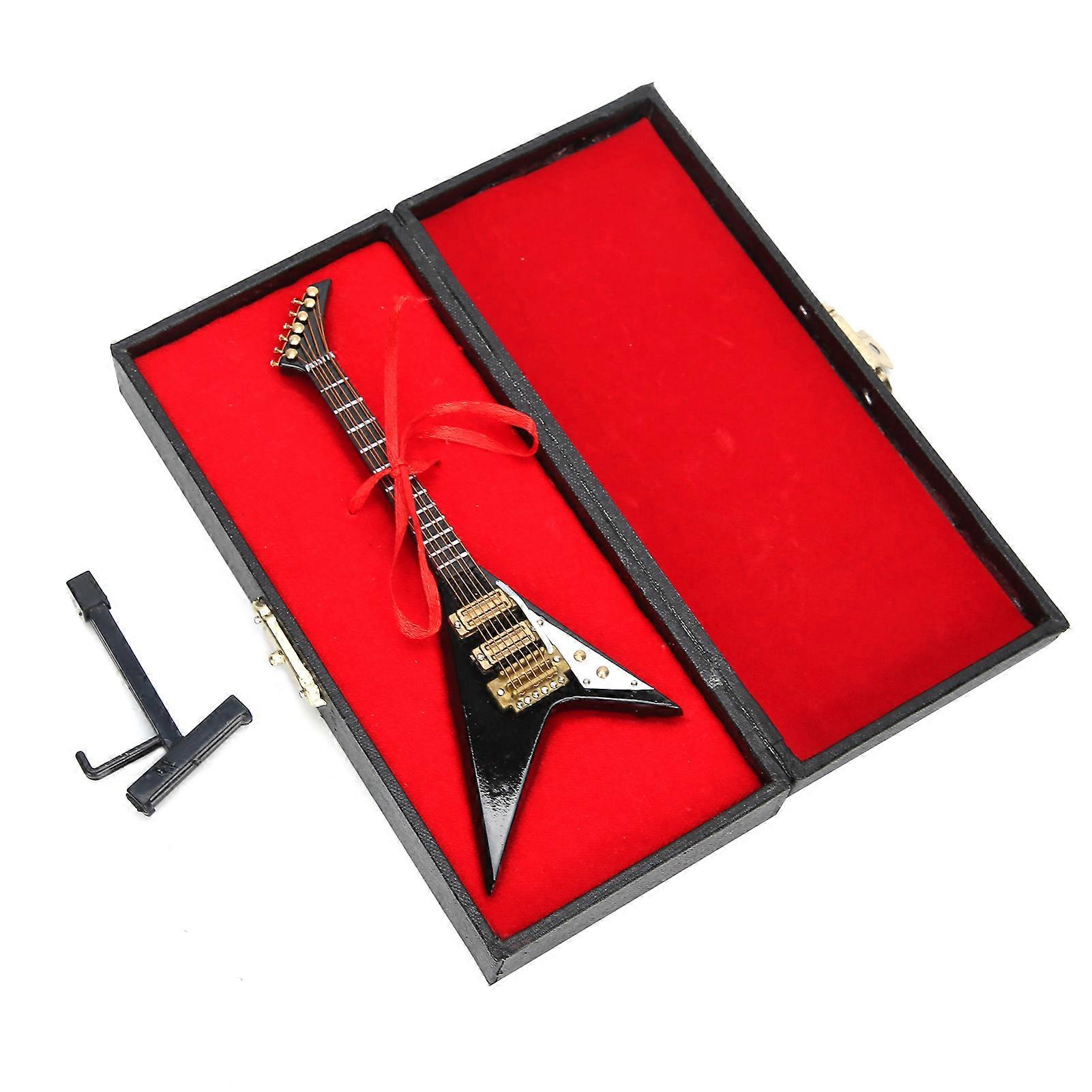 Elgitarrmodell svart mini musikinstrument samling presentprydnader 14cm