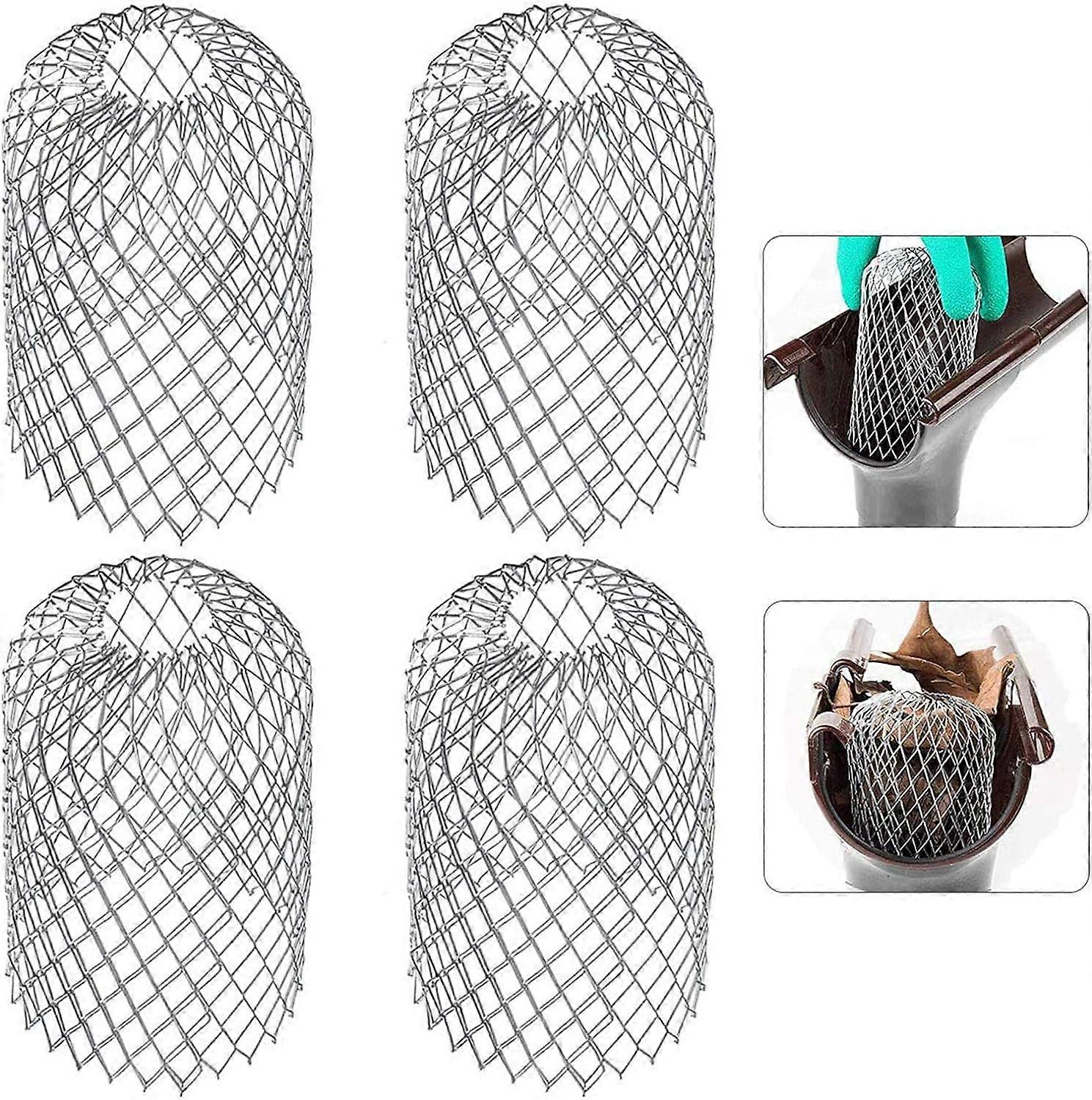 4 Pcs Aluminum Gutter Screens, Gutter Filter, Expandable Leaf Strainer Downspout Protectors, To Help Keep Drain Clear, Stops Leaves And Debris