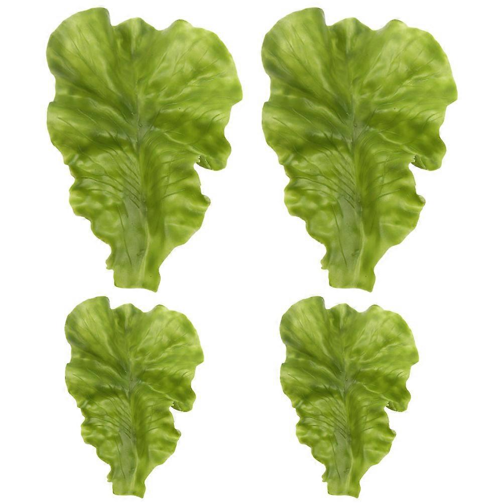 4Pcs Lifelike Lettuce Leaf Adornment Vegetable Leaf Model Simulated Vegetable Decor