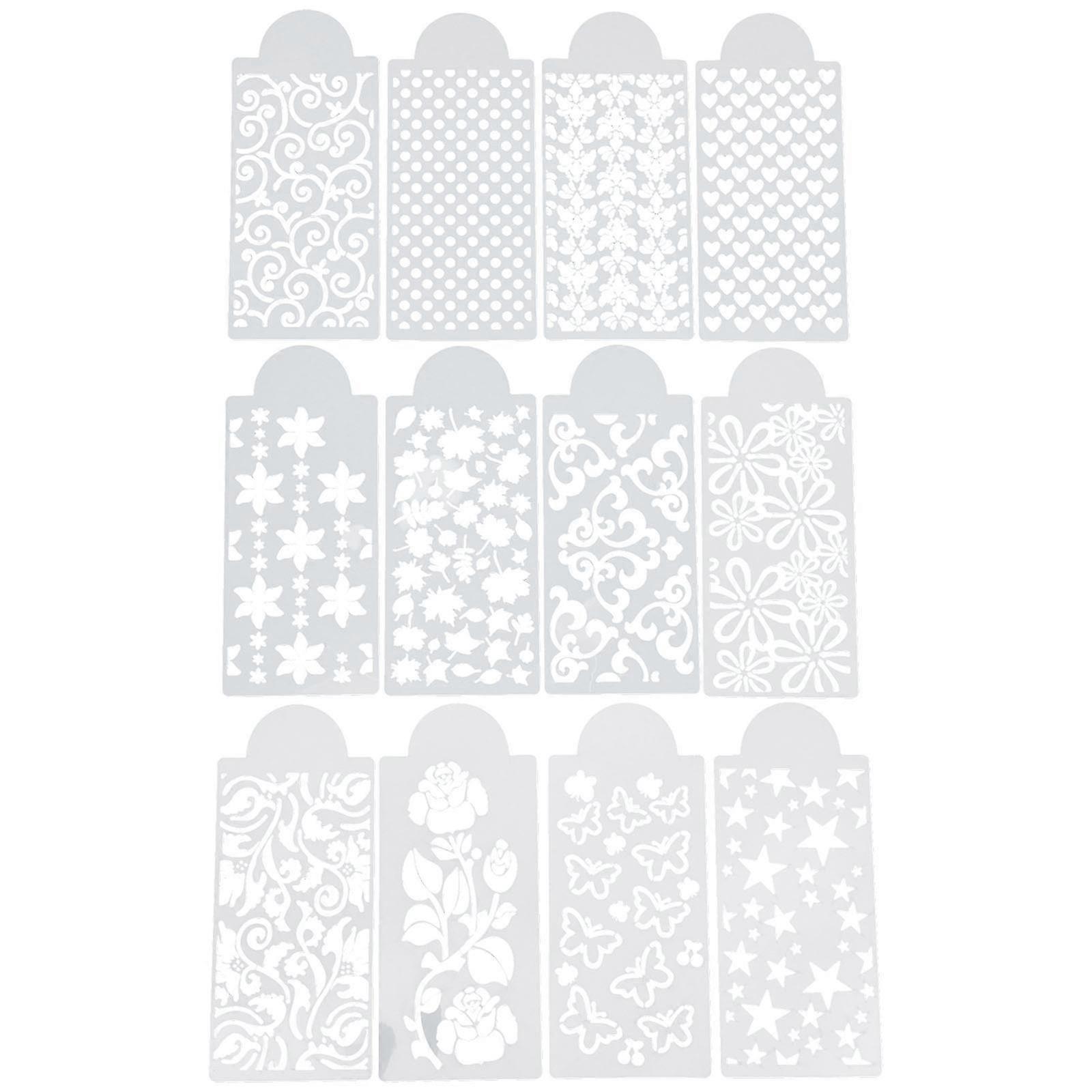 12pcs Printing Template Flower Pattern Stencil Reusable Painting Stencils