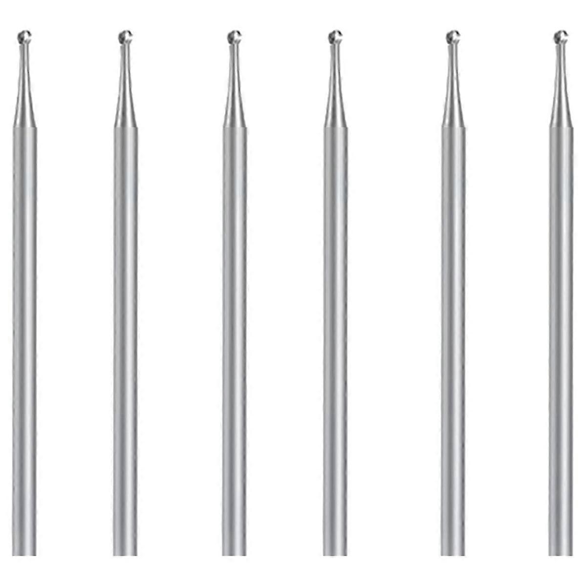 6 pcs bola rebarba conjunto, 3/32 polegadas Shank esfera burs joias escultura bits (1.8mm)