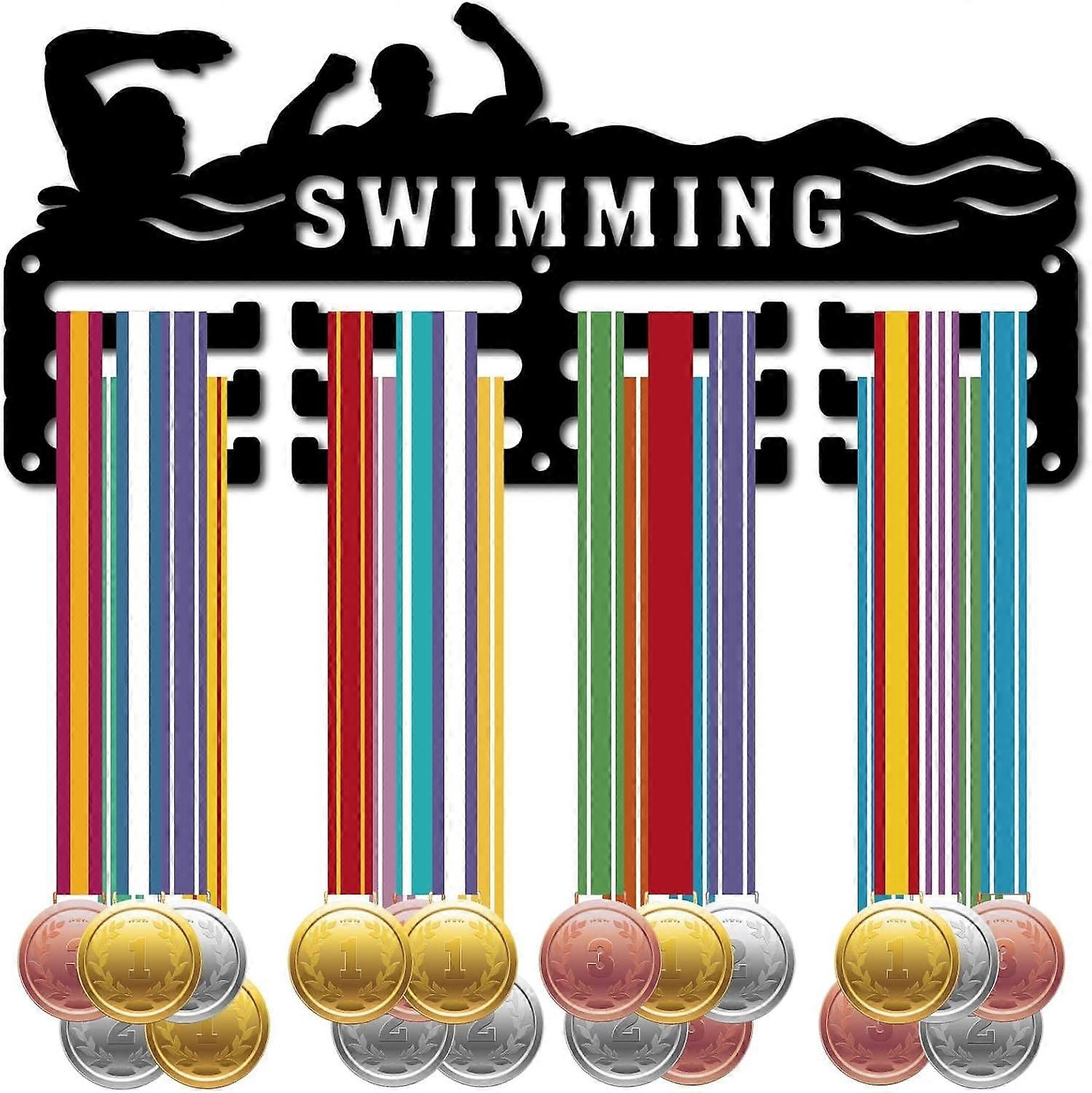 Swimming Medal Holder Display Medal Hanger Rack Metal Medal Holder Black Shelf Hanger Organizer Medal Stand Small Frame Wall Mounted Hanging for Over