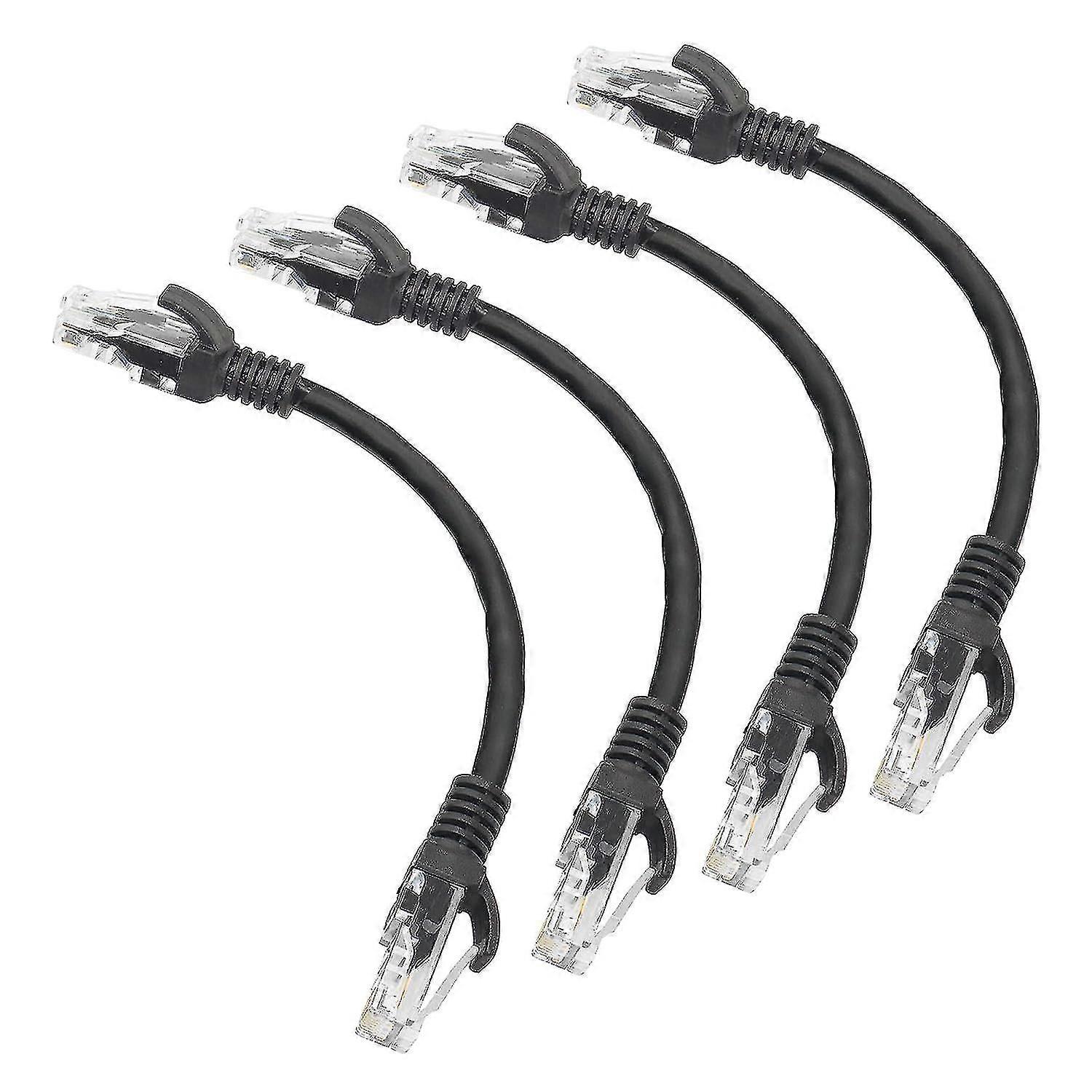 Short Cat5e Ethernet Patch Cable 0.5ft,snagless Rj45 Computer Lan Network Cord For Router, Modem,switch, Server, Black(4 Pack)