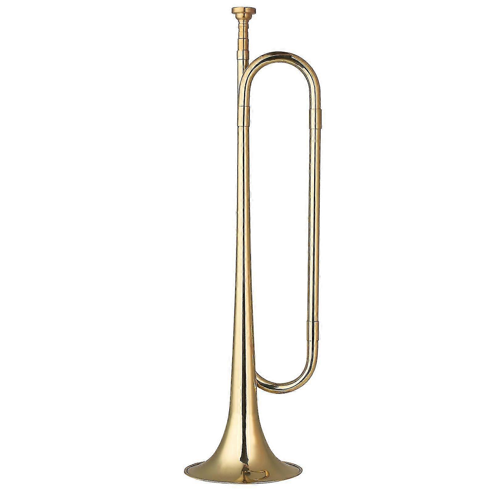 Brass C Bugle Καλέστε επιχρυσωμένη τρομπέτα Κόρνο Ιππικού Με Επιστόμιο Μουσικό Όργανο Για Αρχάριους Σχολική Μπάντα Στρατιωτική Ορχήστρα (18,7 ιντσών)