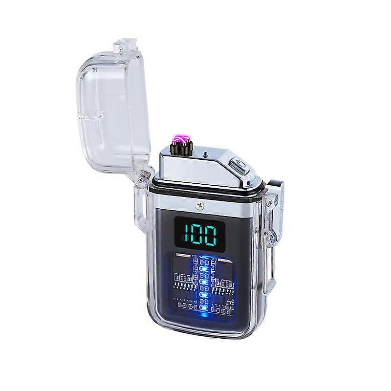 Electric Lighter Dual Arc Waterproof Rechargeable Lighter With Battery Indicator