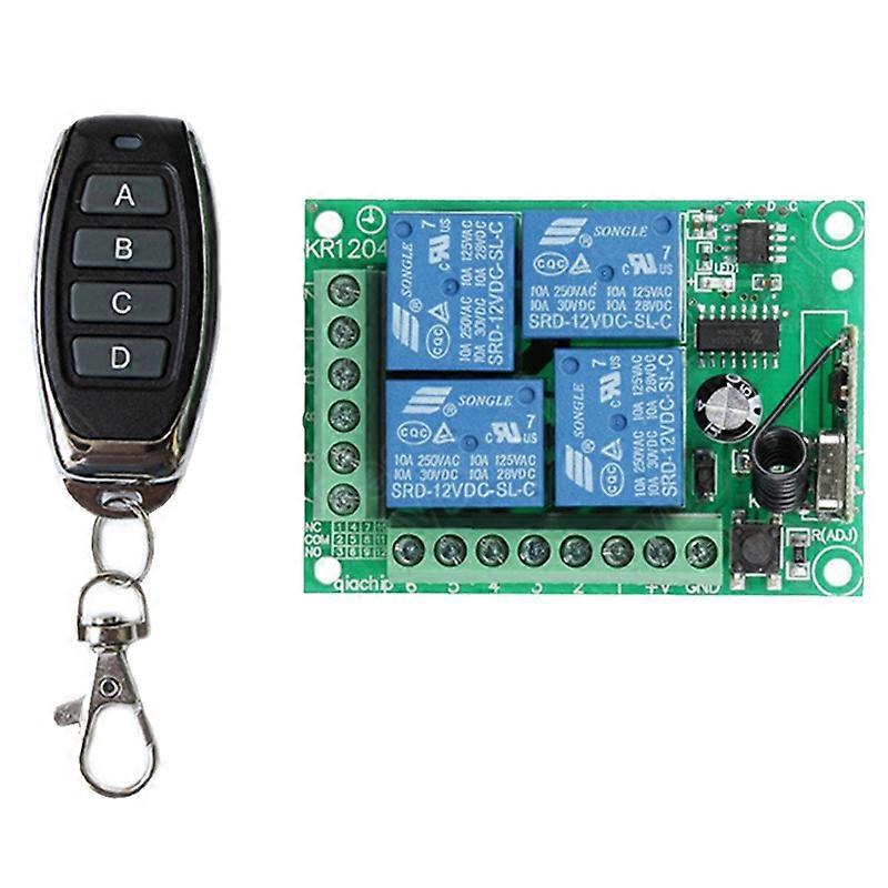 DC 12V 4CH 4 CH Wireless RF Remote Control Light Switch Radio Receiver Module+Transmitter Garage Doors/lamp