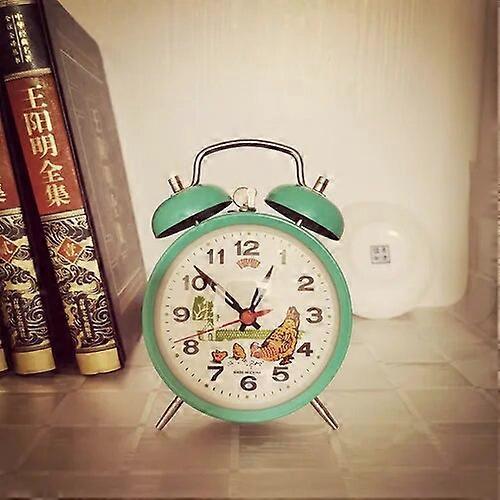 Retro Mechanical Alarm Clock Desk Clockwork Metal Desk Clock Chicken Pecking Rice Bedside Table Clocks Retro Decoration Gift