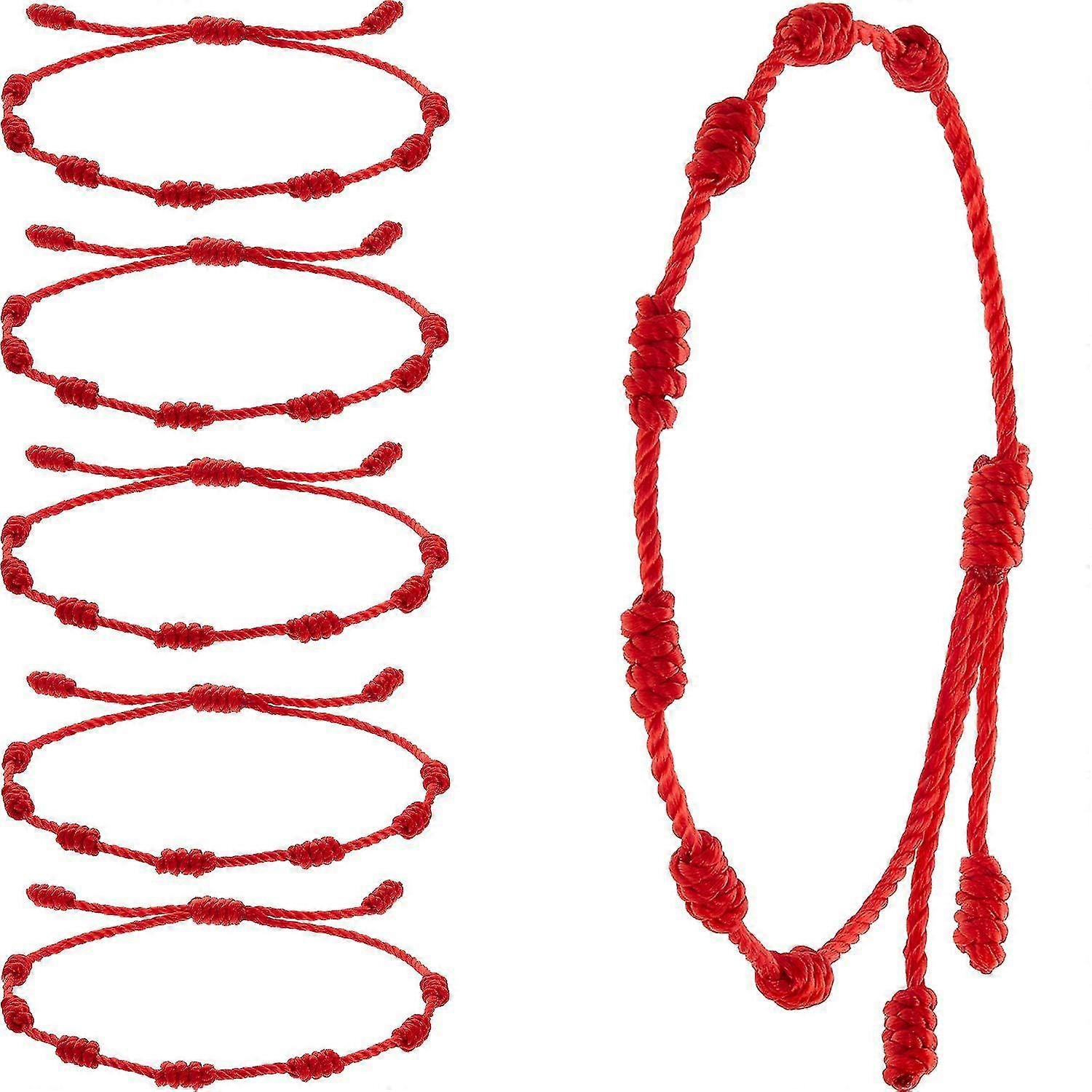 6 Pieces Summer String Bracelets Red Bracelet Red Cord Adjustable Bracelet Red